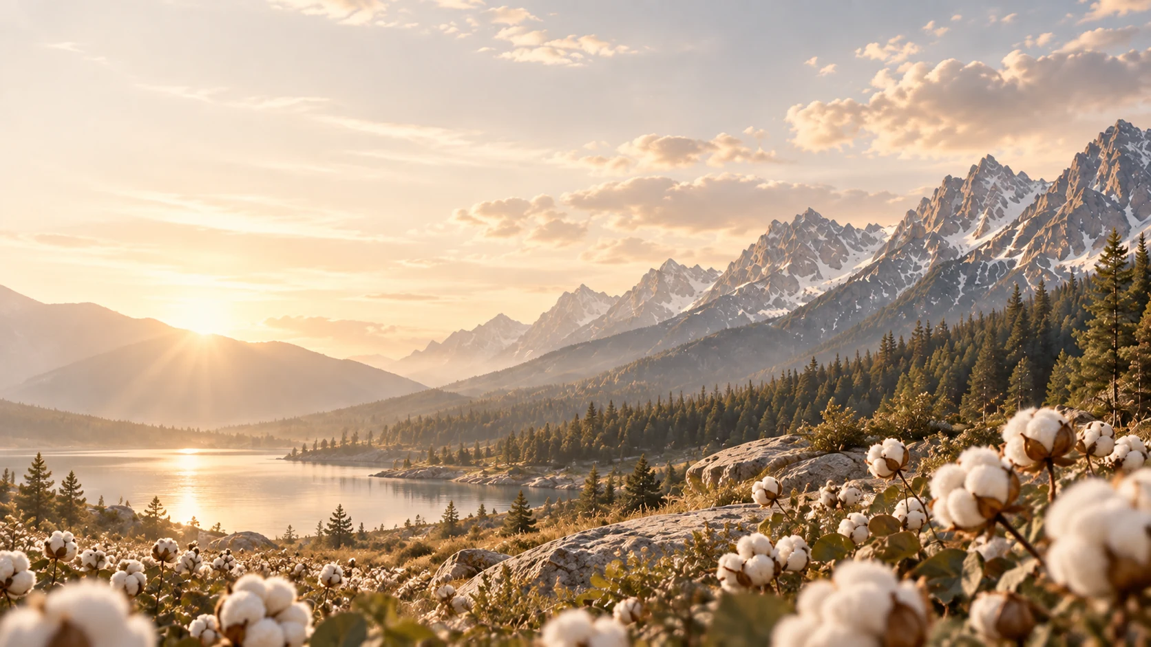 Mountain lake at sunrise, Valmoral brand hero