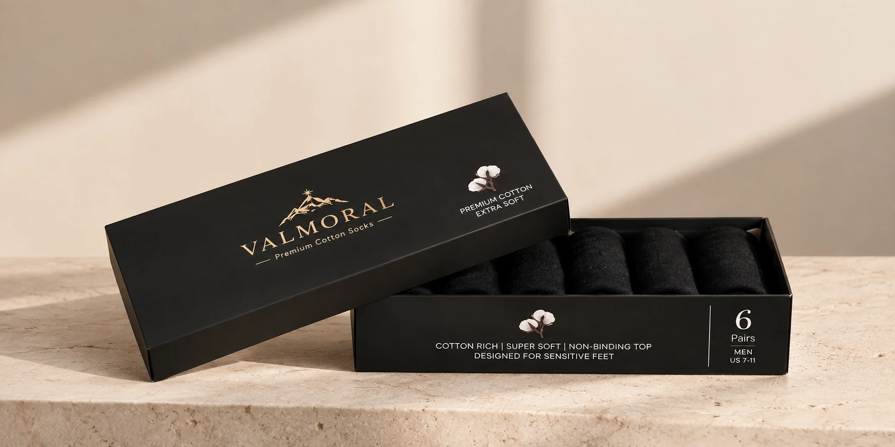 Stack of folded Premium Cotton socks